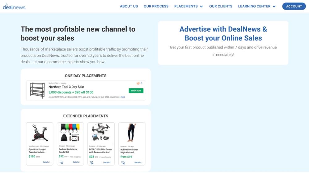 Screenshot of DealNews Advertising